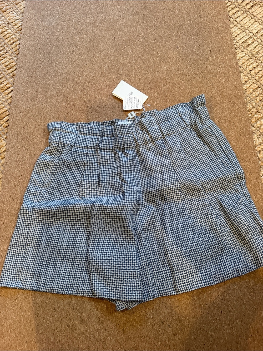 Armani Collezioni Black and White Houndstooth Paperbag Waist Shorts